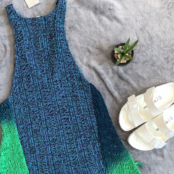 Ecote Addison Tape Yarn Sweater Tank Top Teal - Picture 12 of 16